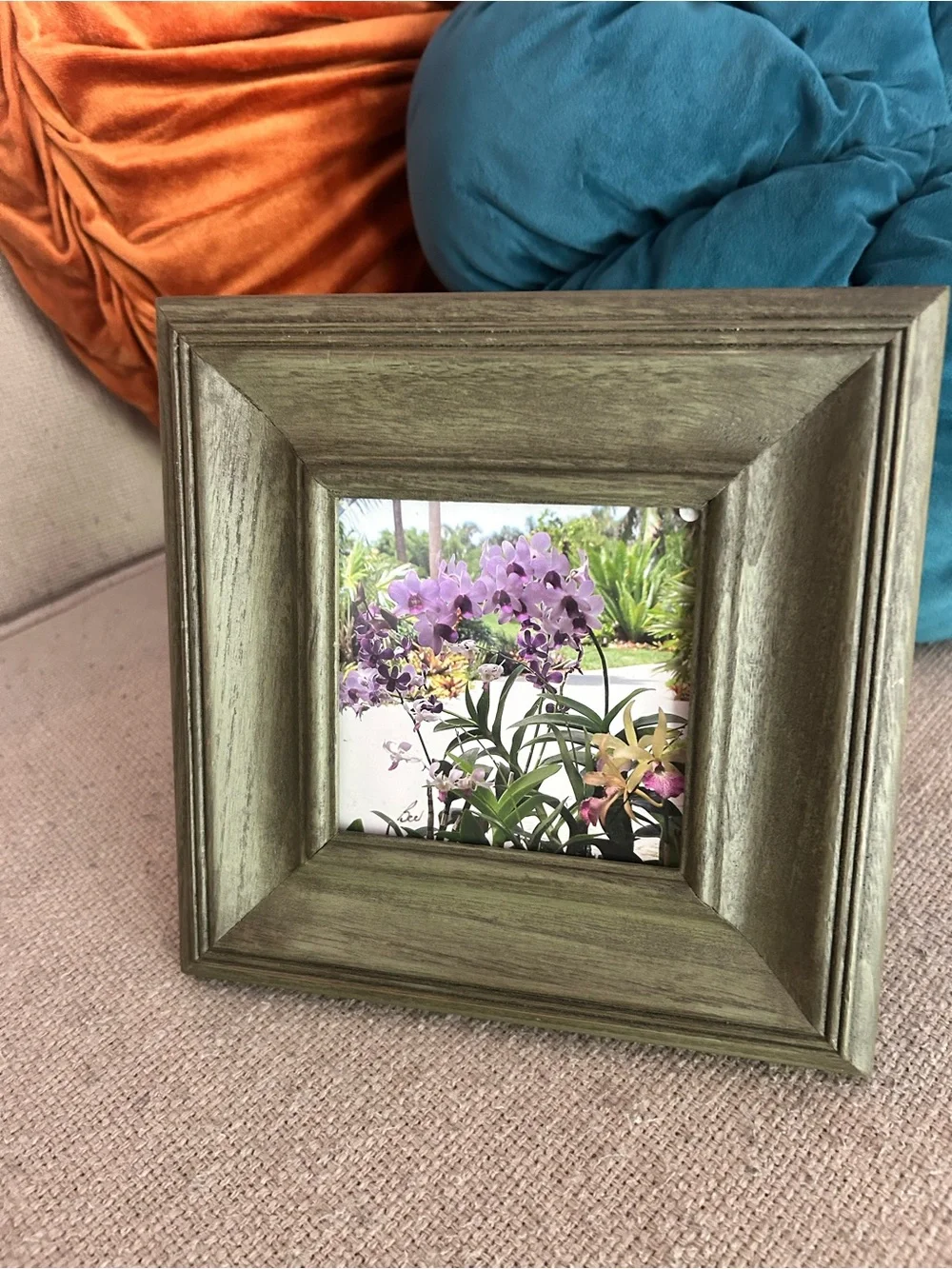 Green Wood Picture Frames Lot of 2 Home Decor Cottagecore Farmhouse Style Photo